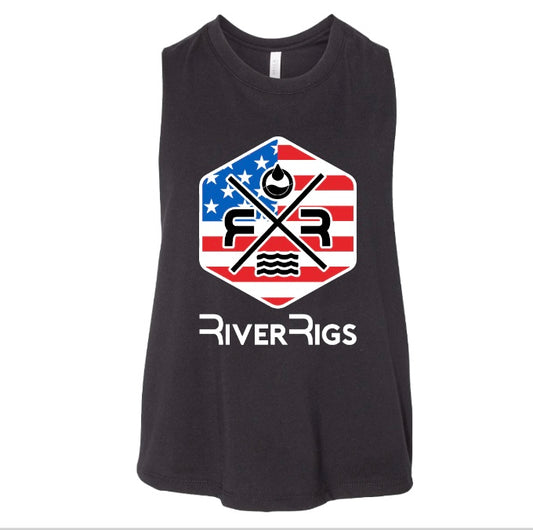 Women’s American Flag Flowy Crop Tank